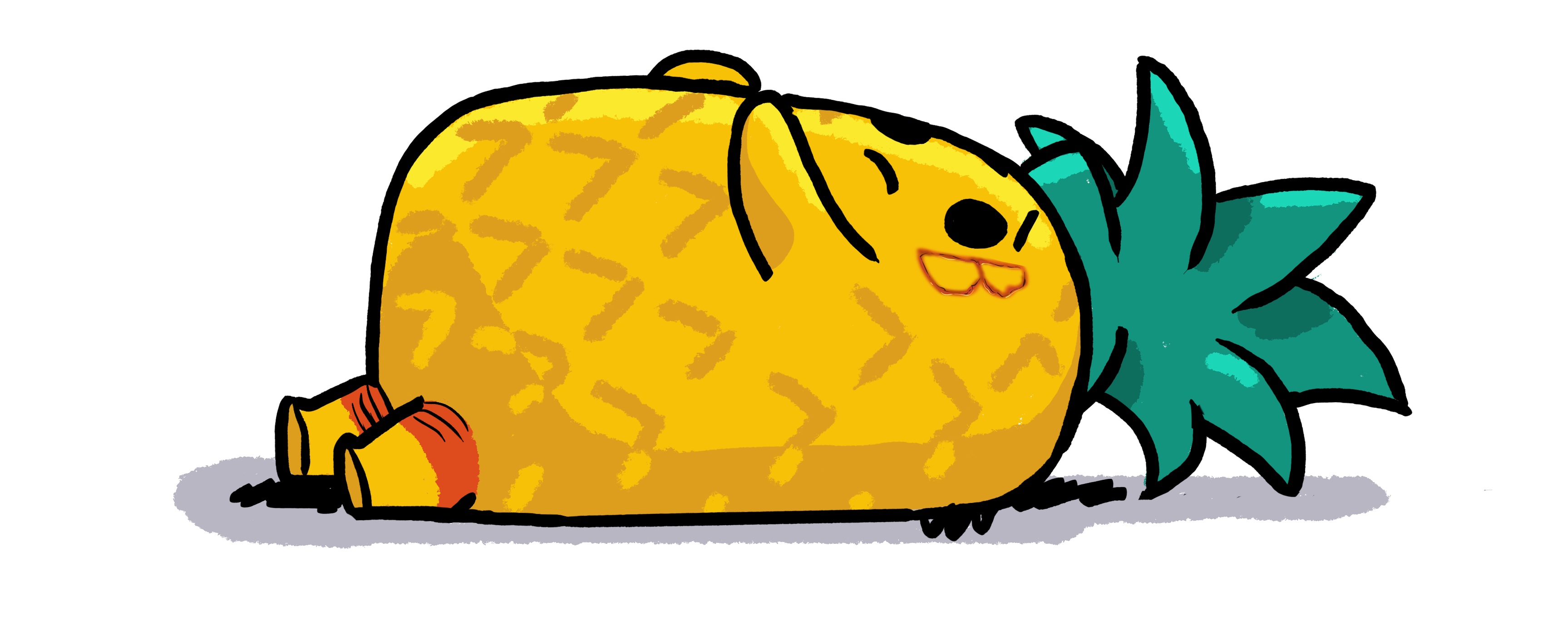 Phine the Fyll mascot lying down